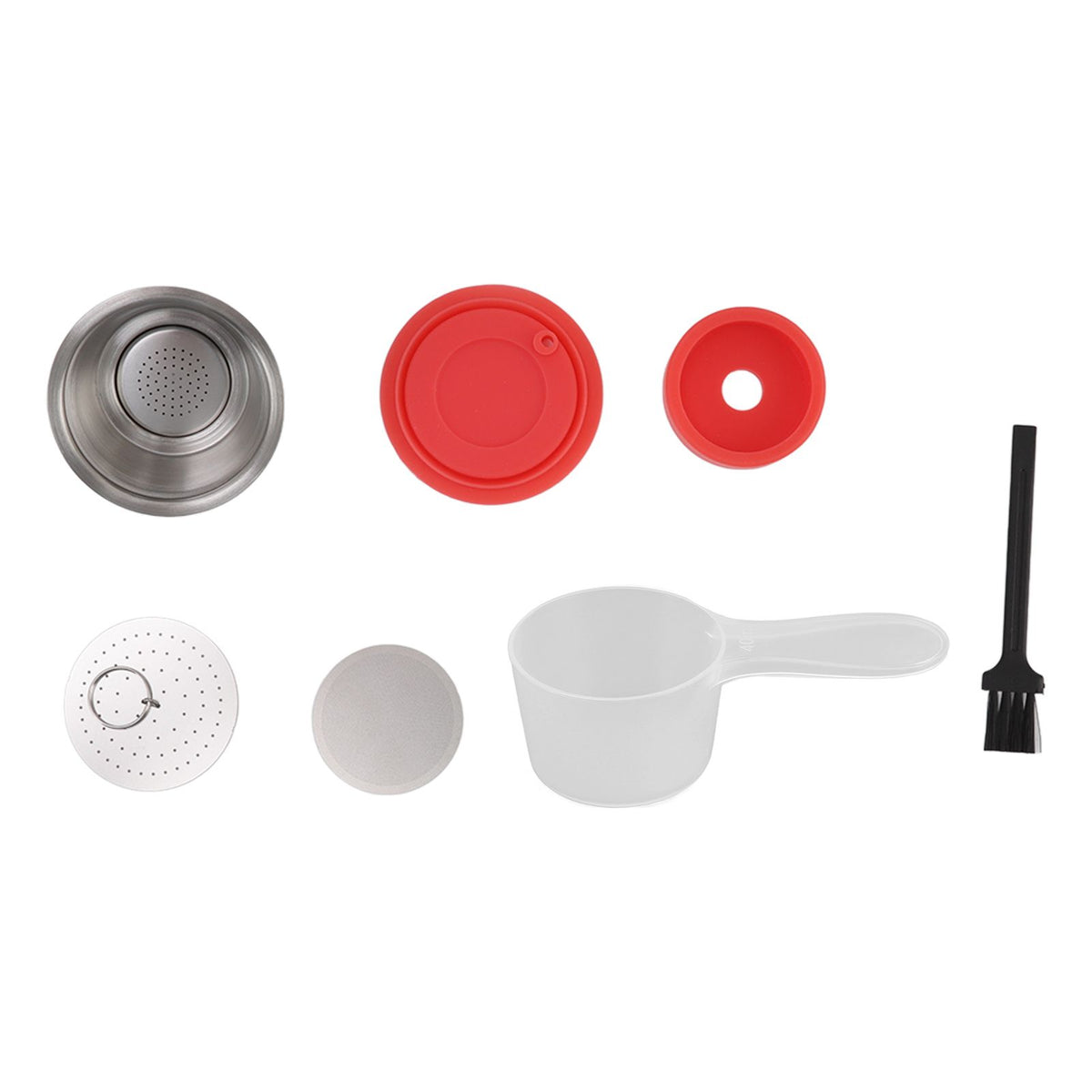 Stainless Steel Refill Coffee Capsules Reusable Coffee Filter Cup Set with Powder Cover for Dolce Gusto Red