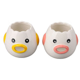2pcs Egg Separator Ceramic Chicken Shaped Egg Yolk White Filter Kitchen Cooking Accessories Pink and Yellow
