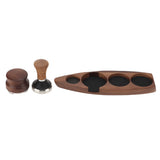 3pcs Coffee Tamper Holder Walnut Wood Rubber Stainless Steel Boat Shaped Distributor Rack Coffee Accessories For 51/53mm Base 51mm Tamper 51mm Distributor