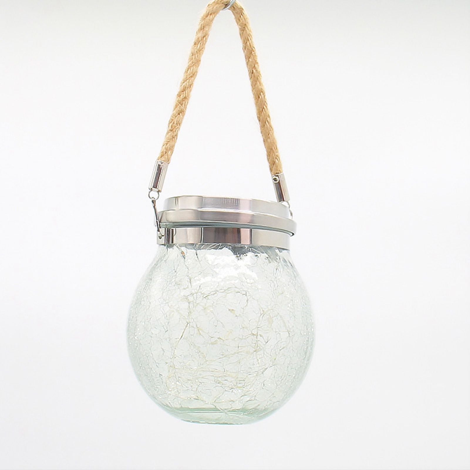Cracked Glass Solar Lantern 30 LEDs Waterproof Outdoor Solar Hanging Jar Light for Patio Courtyard Festival Warm White