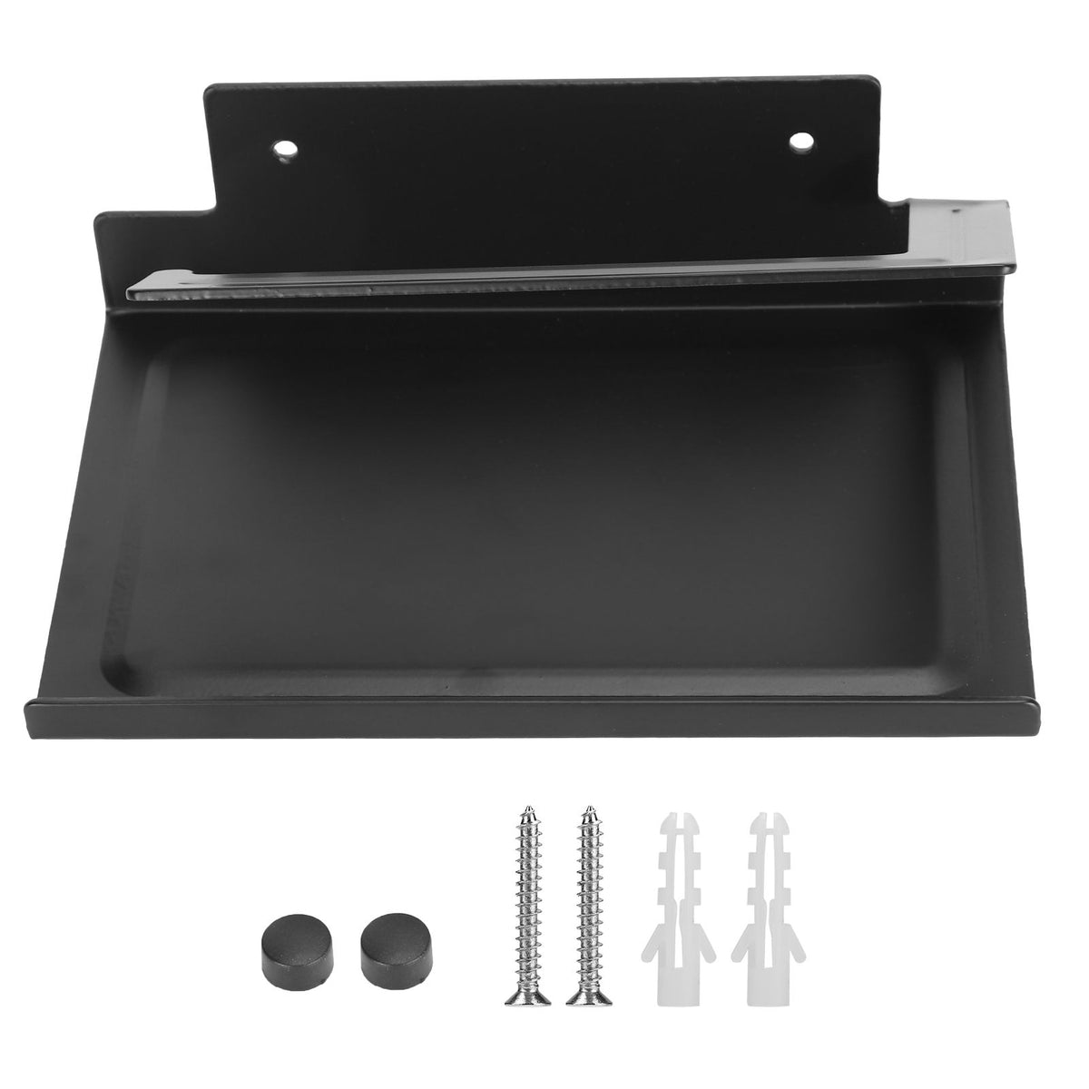 Toilet Paper Rack Wall Mounted Paper Towel Stand with Phone Holder Bathroom Supplies Black