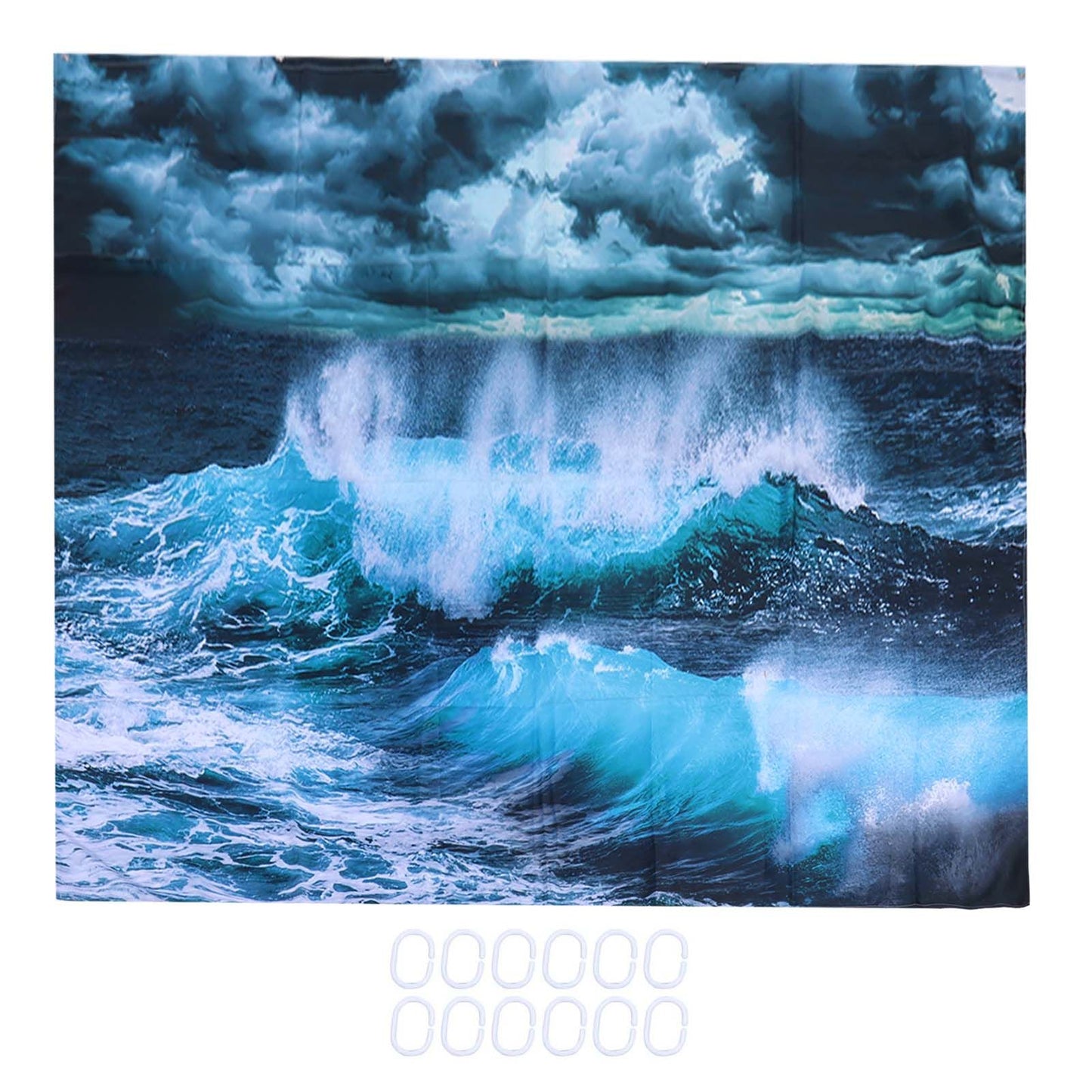 Innovative Shower Curtain with Hanging Rings Bath Curtain Home Bathroom Accessory150x180cm