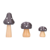 3Pcs/Set Mushroom Crafts Innovative Cute Wooden Ornaments Home Office Desktop DecorationBrown