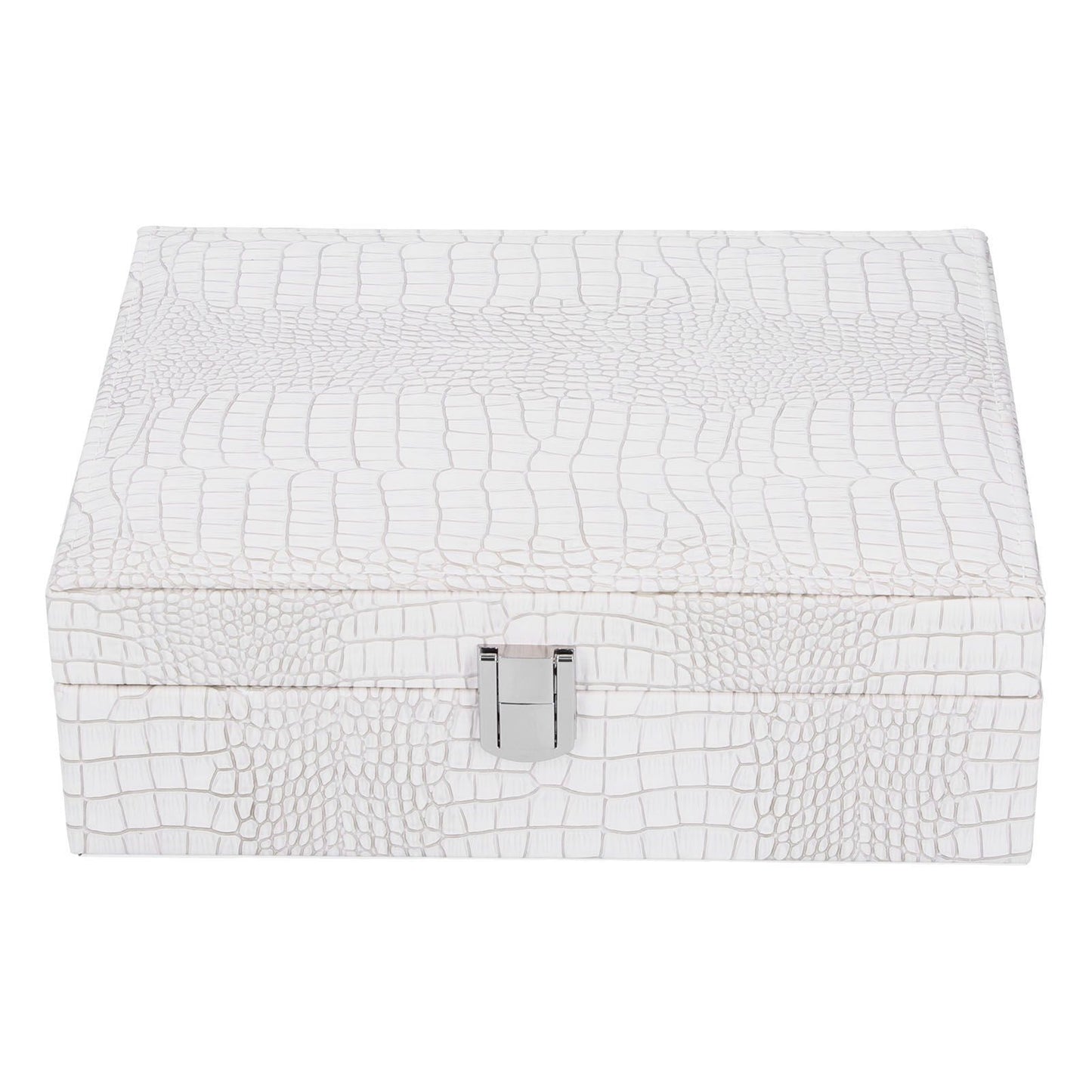 White Artificial Leather Multilayer Jewelry Box Portable Packaging Box for Collecting