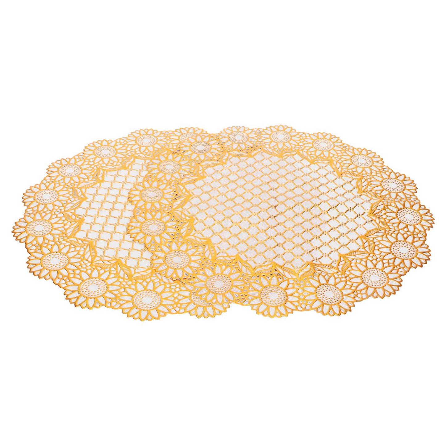 2PCS 38x38cm Table Mats PVC Gold Placemats Cup Mat Coaster for Wedding Party SuppliesRound 03