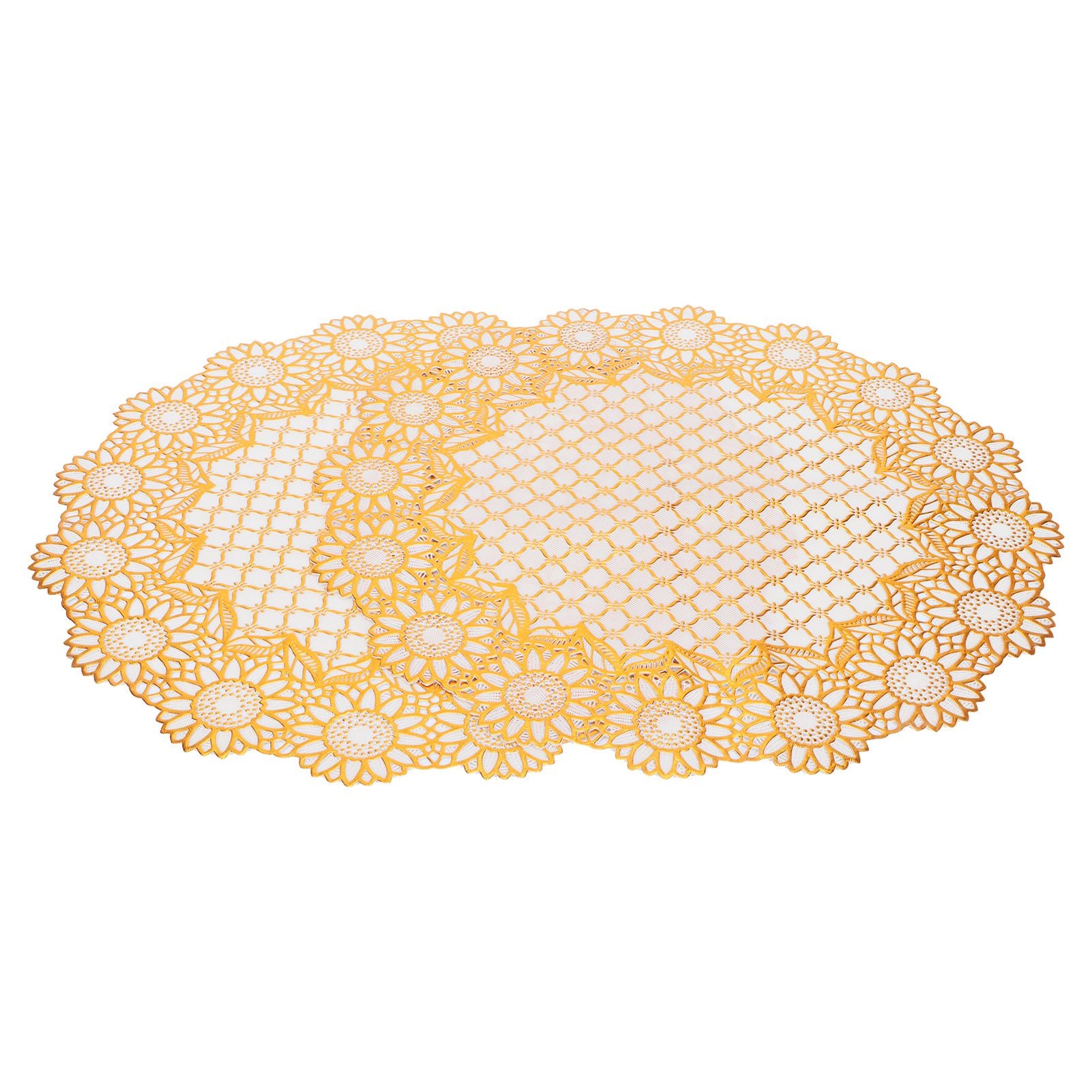 2PCS 38x38cm Table Mats PVC Gold Placemats Cup Mat Coaster for Wedding Party SuppliesRound 03