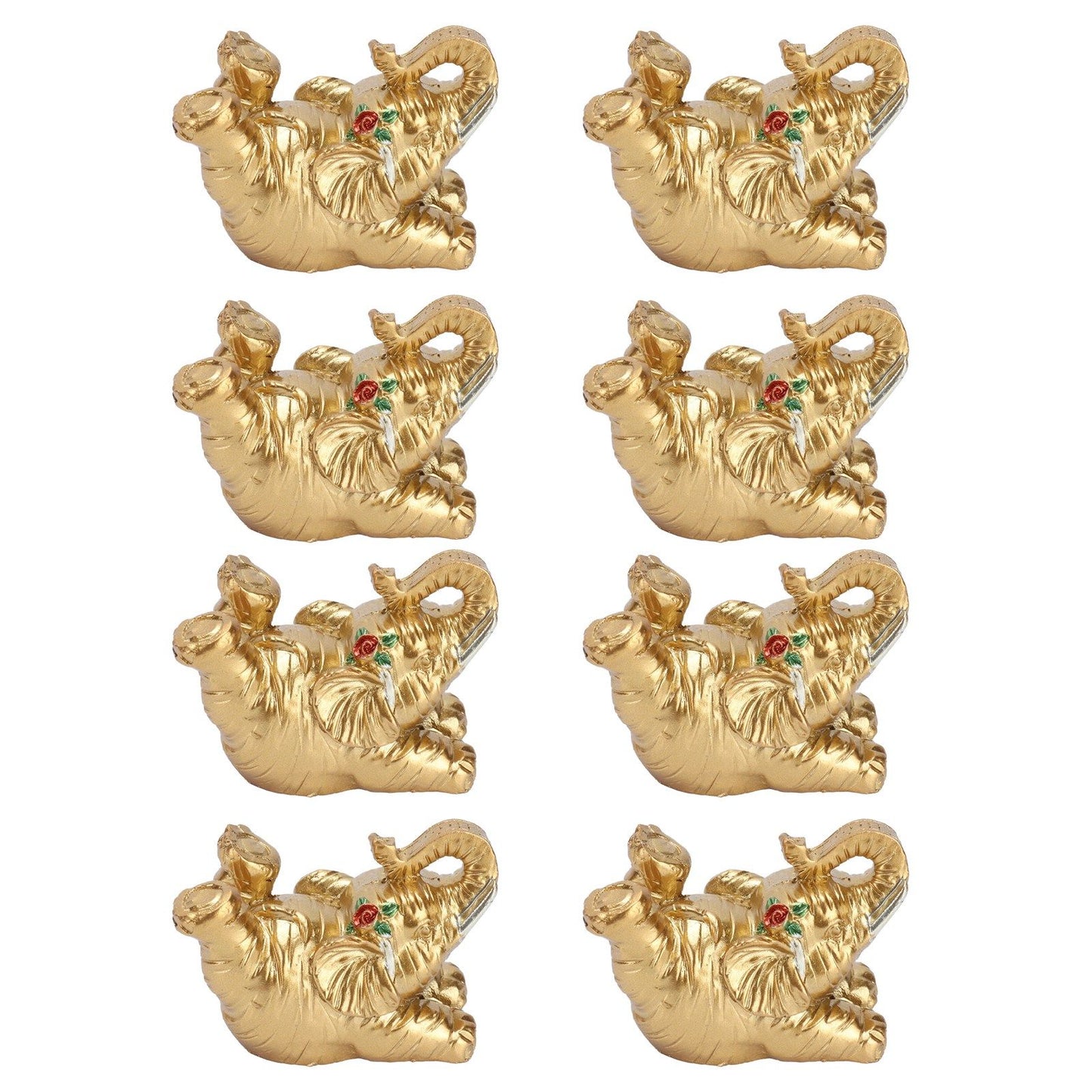 8Pcs Resin Elephant Statue Decor Innovative Home Table Decoration Ornament Birthday Gift Gold
