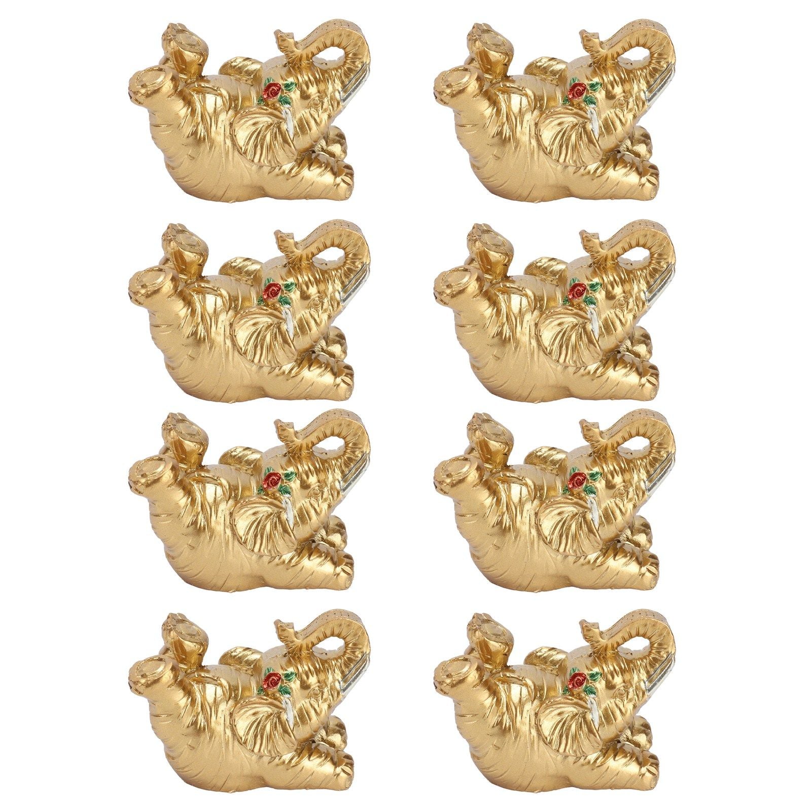 8Pcs Resin Elephant Statue Decor Innovative Home Table Decoration Ornament Birthday Gift Gold