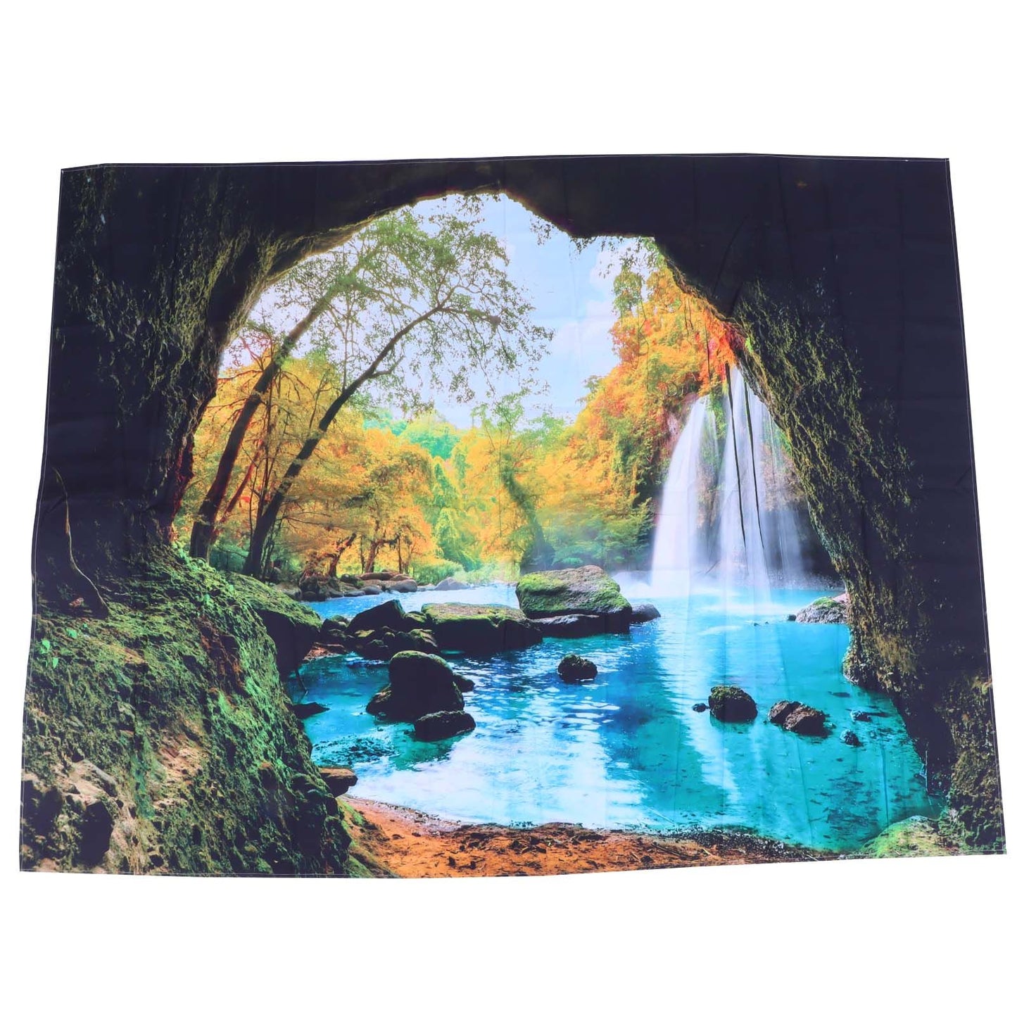 Cave River Landscape Pattern Tapestry Wall Hanging Wall Blanket for Bedroom Decor200x150cm