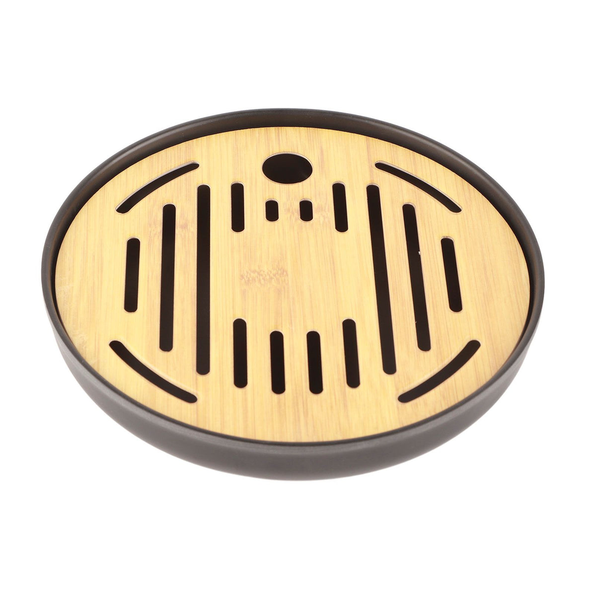 Bamboo Round Tea Tray Teapot Mat Serving Tray Drainage Water Storage Tea Set Home Supplies8in