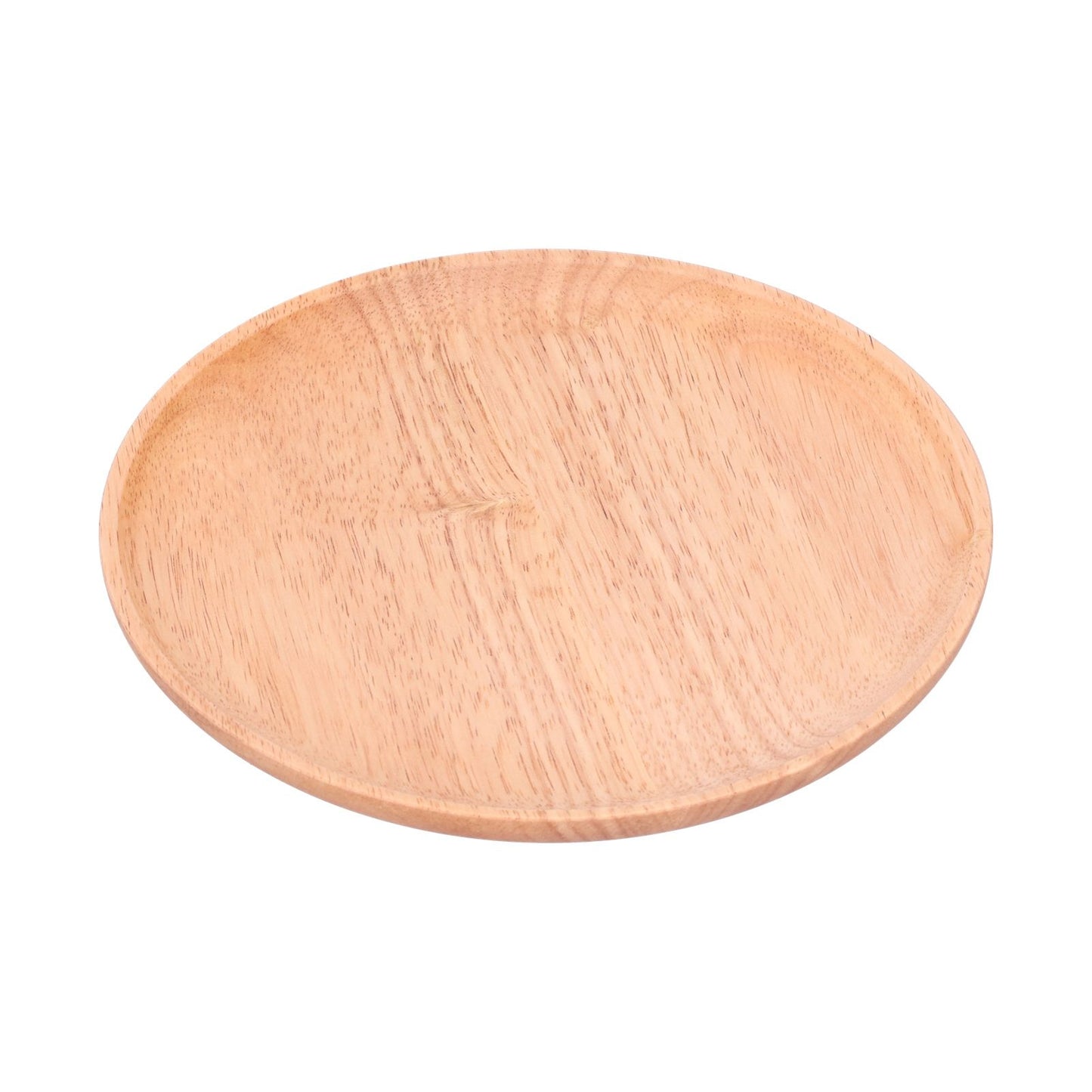Rubber Wood Dinner Plate Round Tea Serving Tray Fruit Snack Tray Food Storage Plate24cm