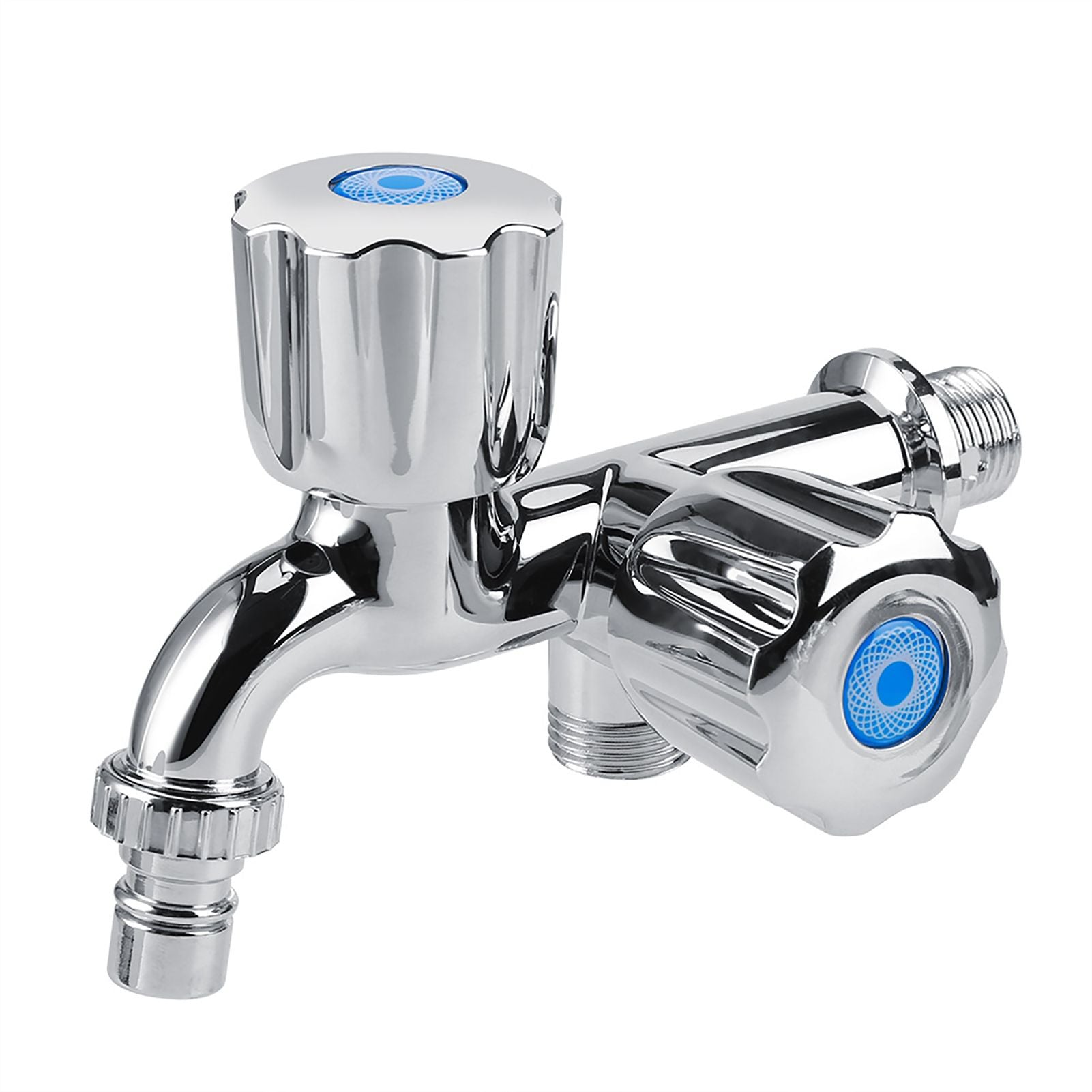 Electroplating Plastic Washing Machine Cold Water Faucet Sink Basin Water Tap with Double Spout Shutter Handle G1/2
