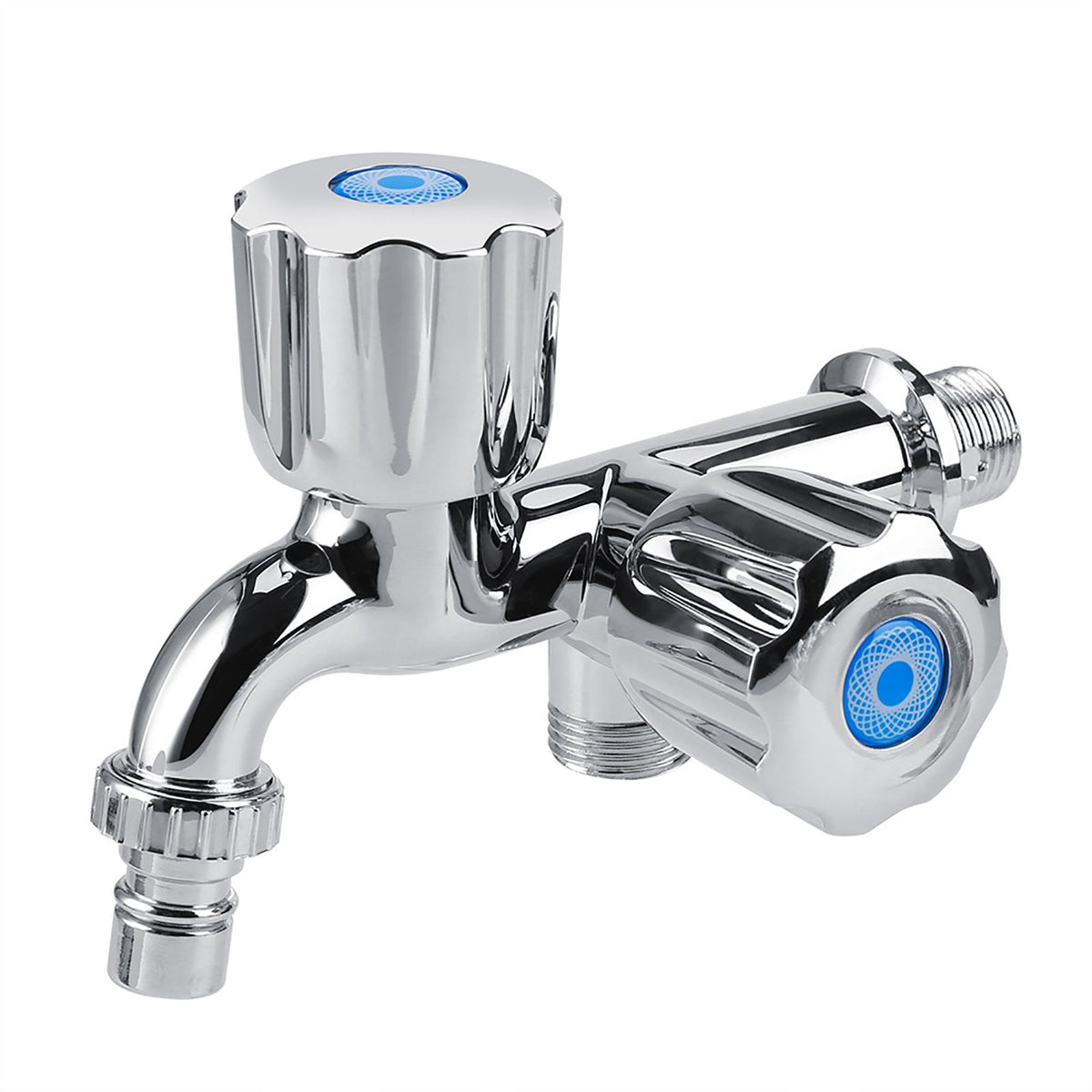 Electroplating Plastic Washing Machine Cold Water Faucet Sink Basin Water Tap with Double Spout Shutter Handle G1/2
