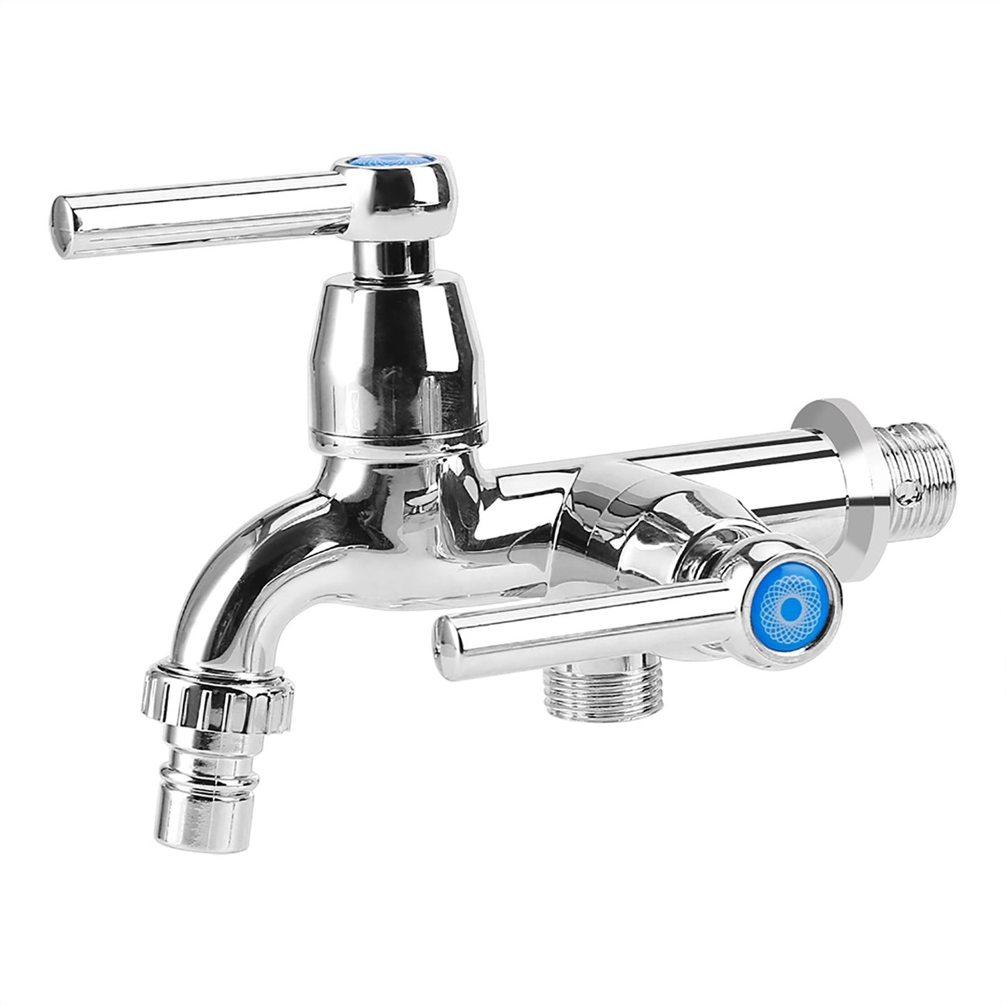 Electroplating Plastic Washing Machine Cold Water Faucet Sink Basin Water Tap with Double Spout Straight Handle G1/2