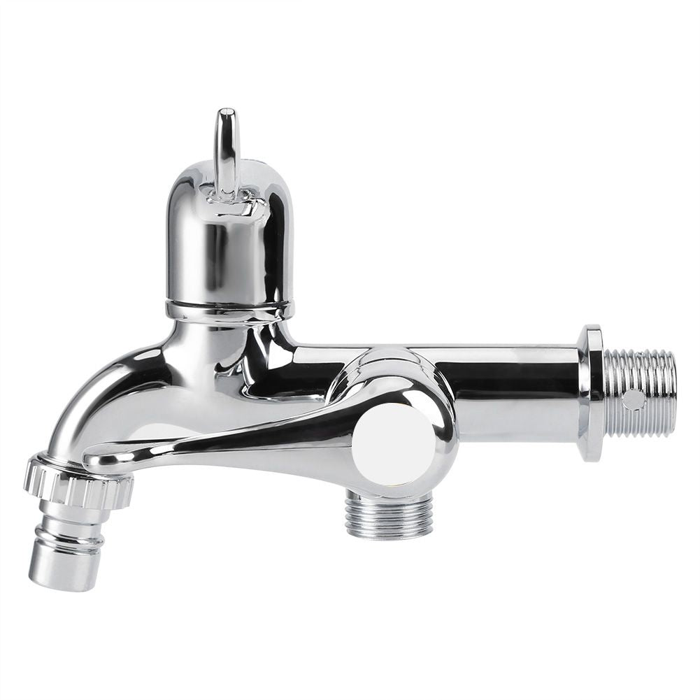 ABS Washing Machine Faucet Sink Basin Water Tap with Double Spout&Handle G1/2 Tail Handle