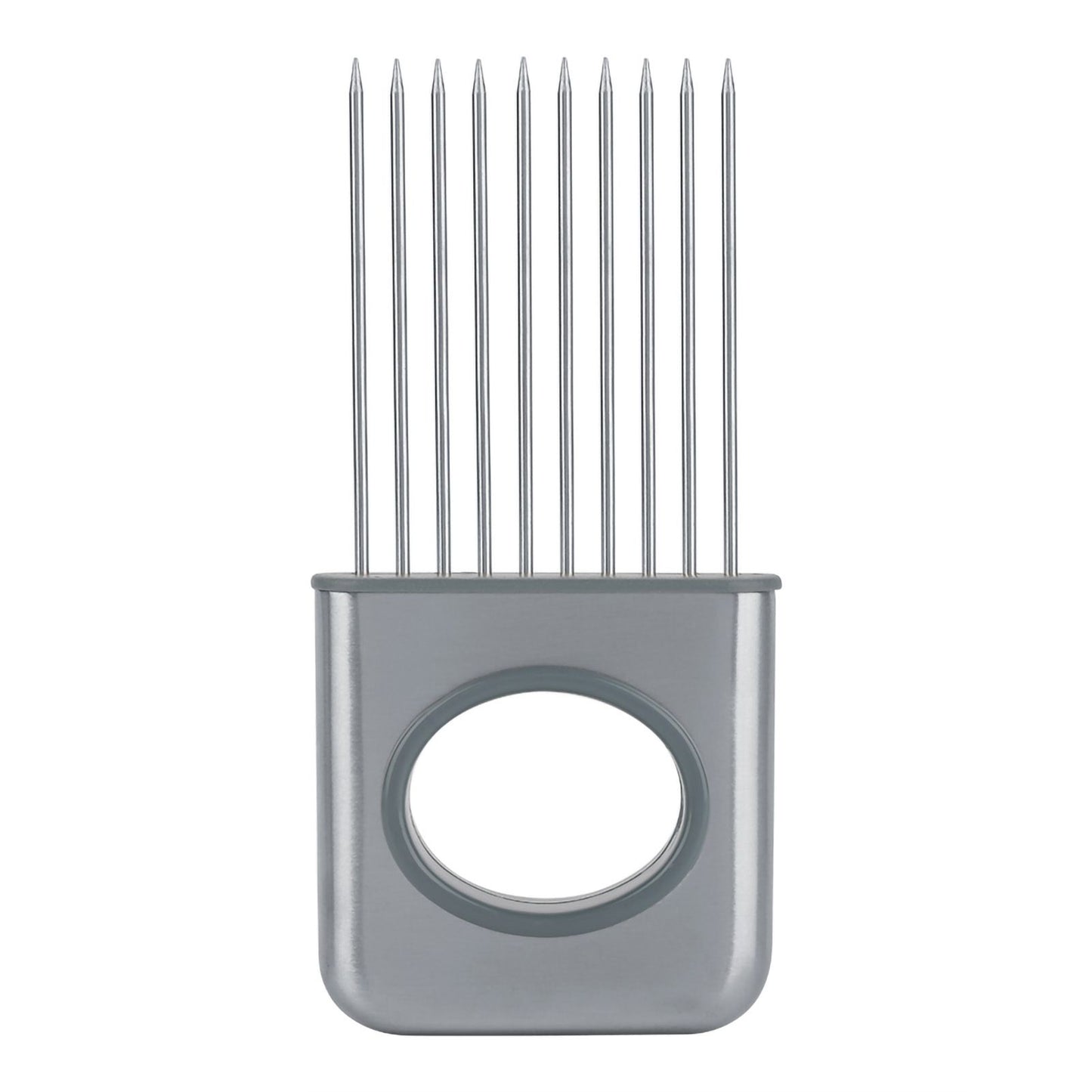 Stainless Steel Onion Holder Fruits Veg Meat Cutter Slicer Peeler Chopper with 10 Prongs
