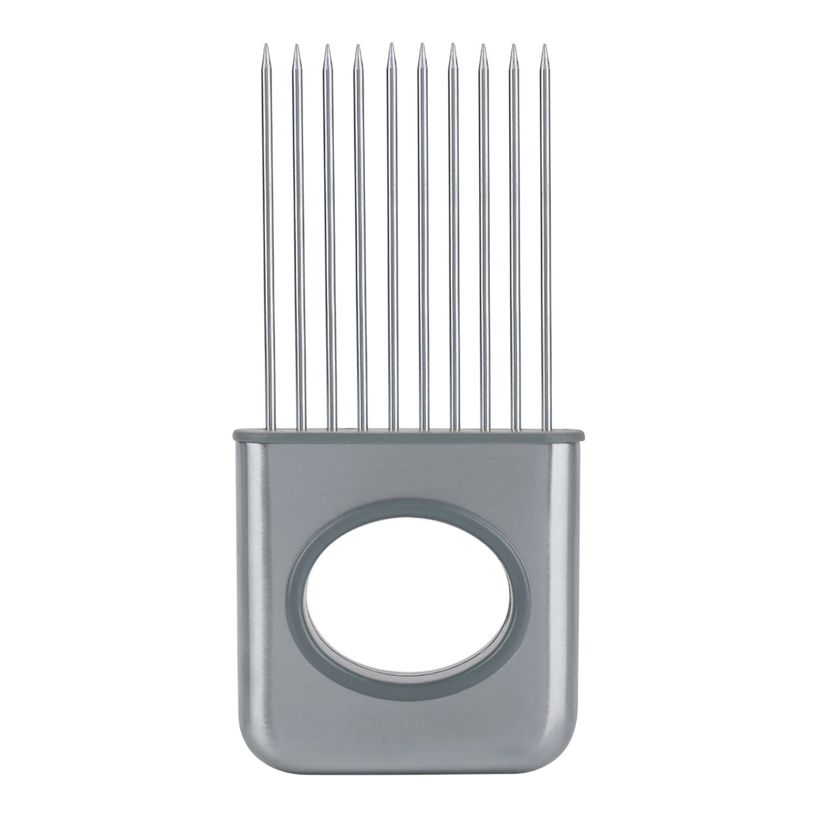 Stainless Steel Onion Holder Fruits Veg Meat Cutter Slicer Peeler Chopper with 10 Prongs