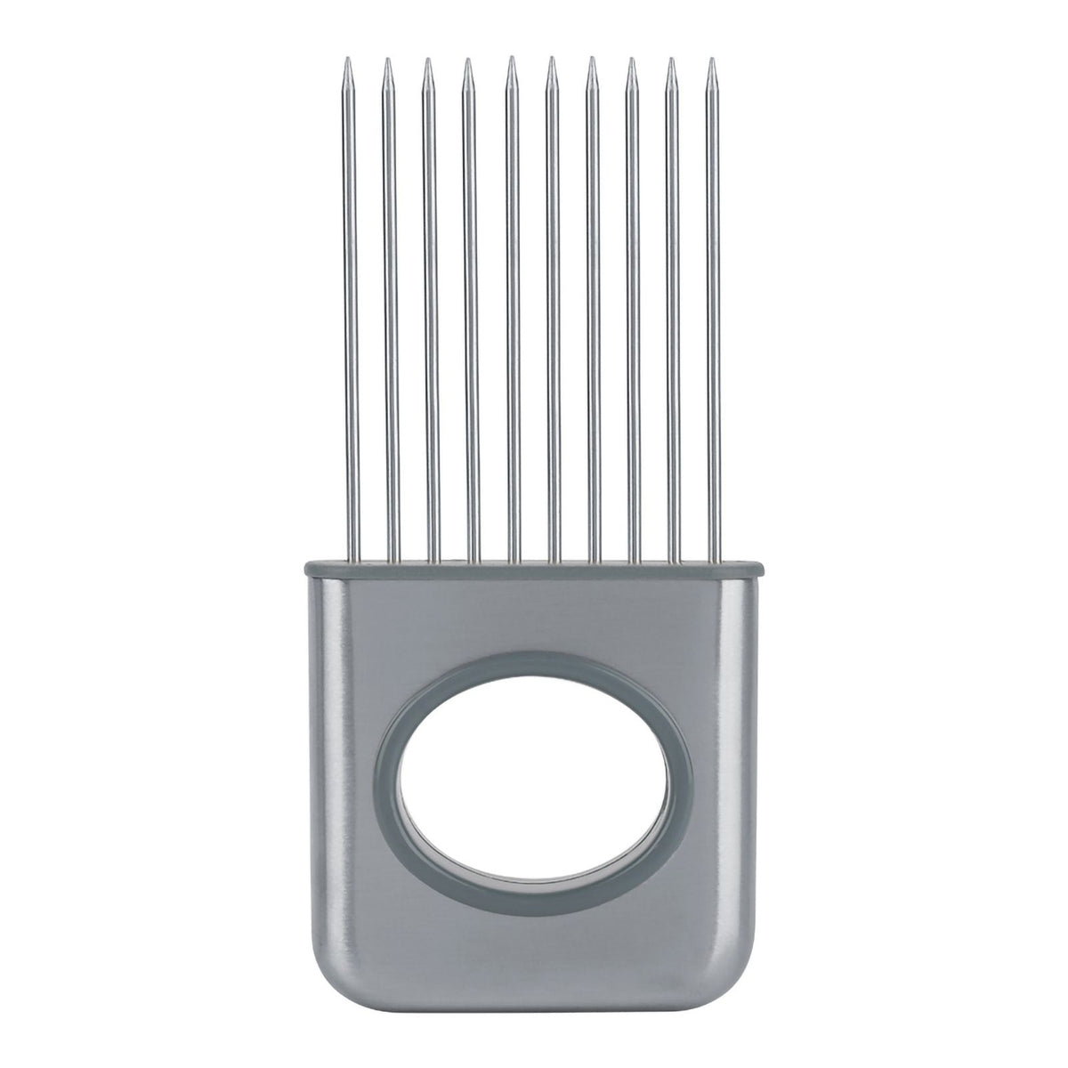 Stainless Steel Onion Holder Fruits Veg Meat Cutter Slicer Peeler Chopper with 10 Prongs