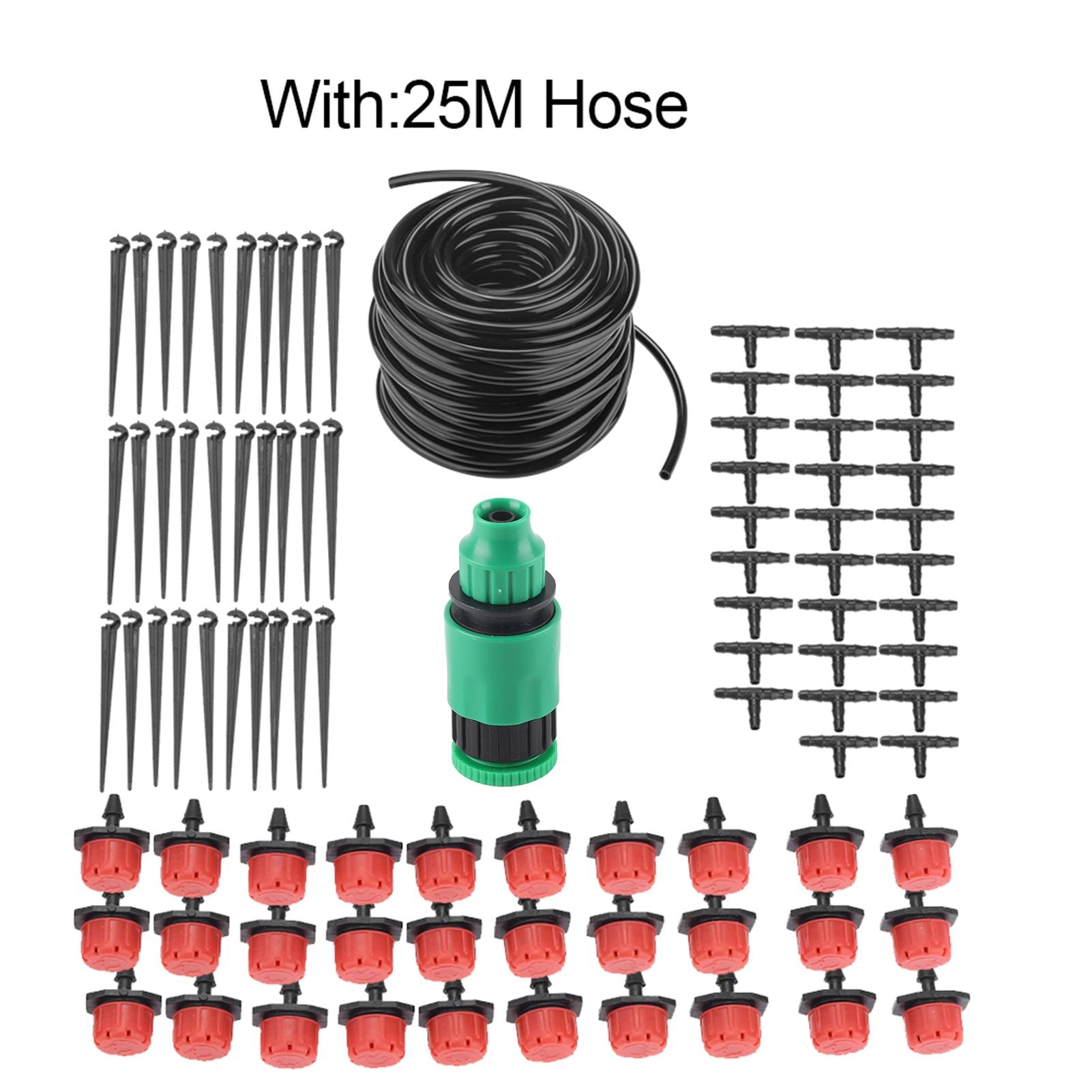 Garden Lawn Greenhouse Micro Irrigation System Kit Plants Watering Hose Nozzle Sprinkler(25m)