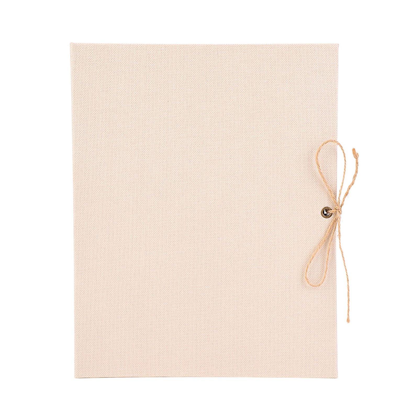 Creative Linen DIY Craft Card Album Scrapbook Simple Loose Leaf with Rope Strap 30 Pages(Beige)