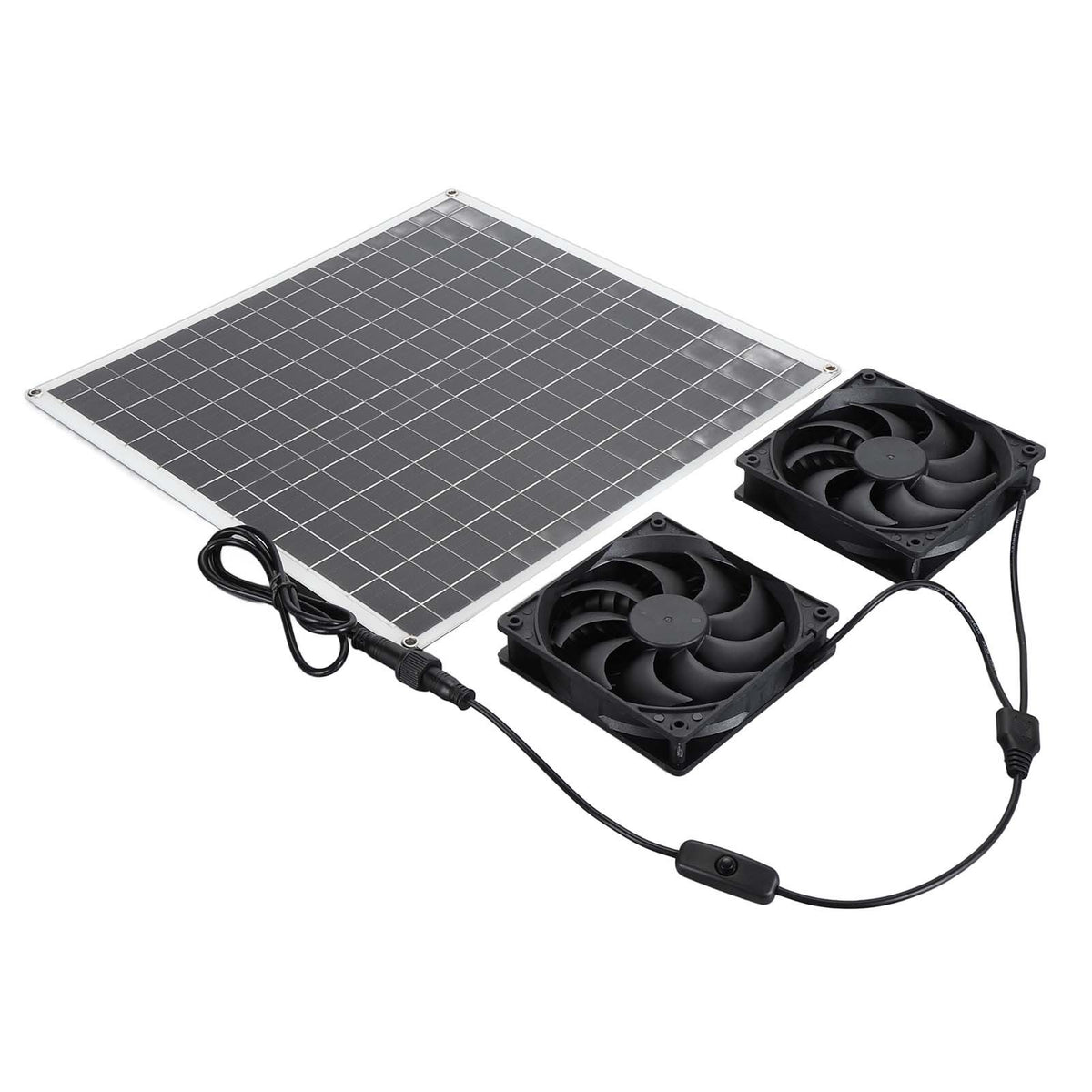 Solar Exhaust Fan High Efficiency Monocrystalline Solar Panel IP65 Waterproof 3000RPM Dual Solar Powered Exhaust Fan with Switch