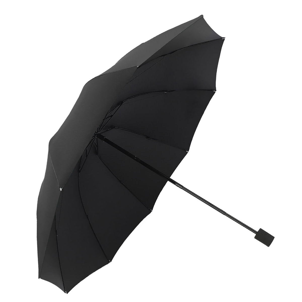 Travel Umbrella 10 Ribs Portable Manual Windproof Rainproof Sunscreen Folding Umbrella for Outdoor Travel Camping Black