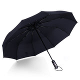 Automatic Umbrella 10 Ribs 1 Button Open Windproof Foldable Umbrella with Anti Slip Handle