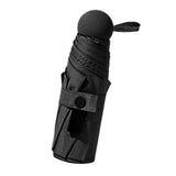 Folding Travel Mini Umbrella Windproof UV Protection Lightweight Portable Sun Rain Capsule Umbrella Black (6 Ribs)