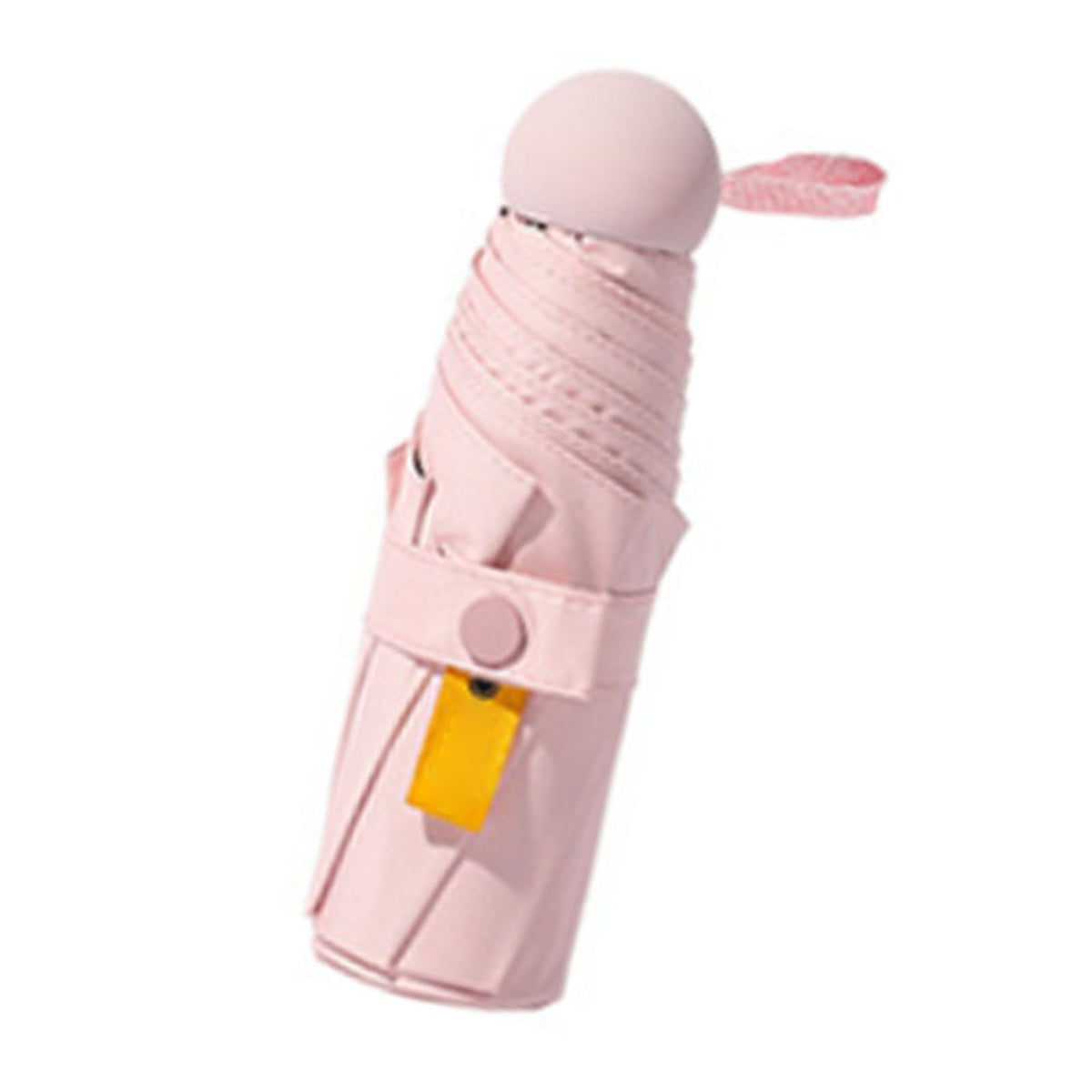 Folding Travel Mini Umbrella Windproof UV Protection Lightweight Portable Sun Rain Capsule Umbrella Light Pink (8 Ribs)