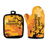 Halloween Baking Insulation Gloves Oven Microwave Oven Gloves Mat Set