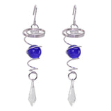 2Pcs Gazing Ball Spiral Tail Wind Spinner Stabilizer Stainless Steel Spiral Wind Chimes for Outside Blue