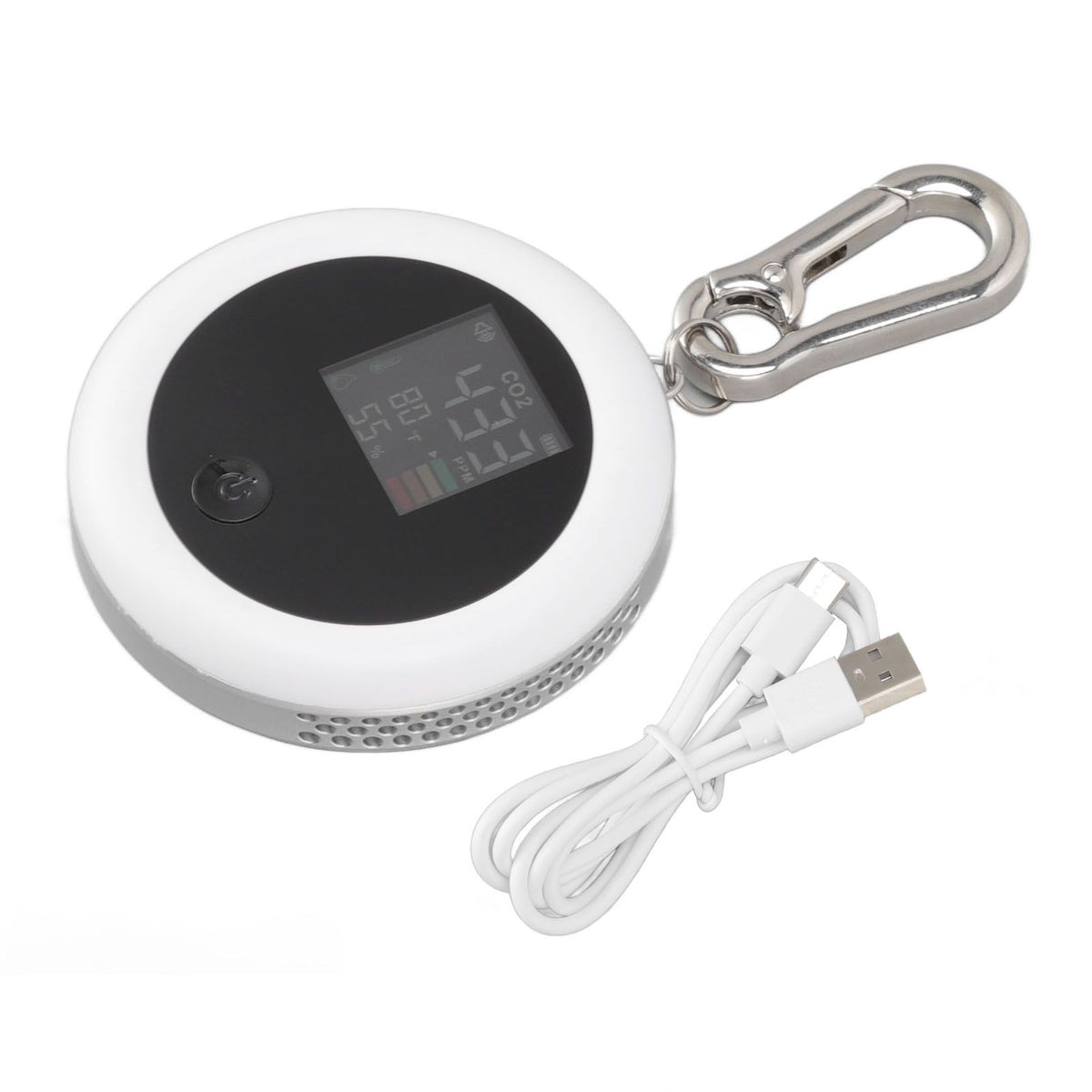Infrared Mini CO2 Detector 3 in 1 Portable LCD Temperature Humidity Air Analyzer for Home Indoor Travel White
