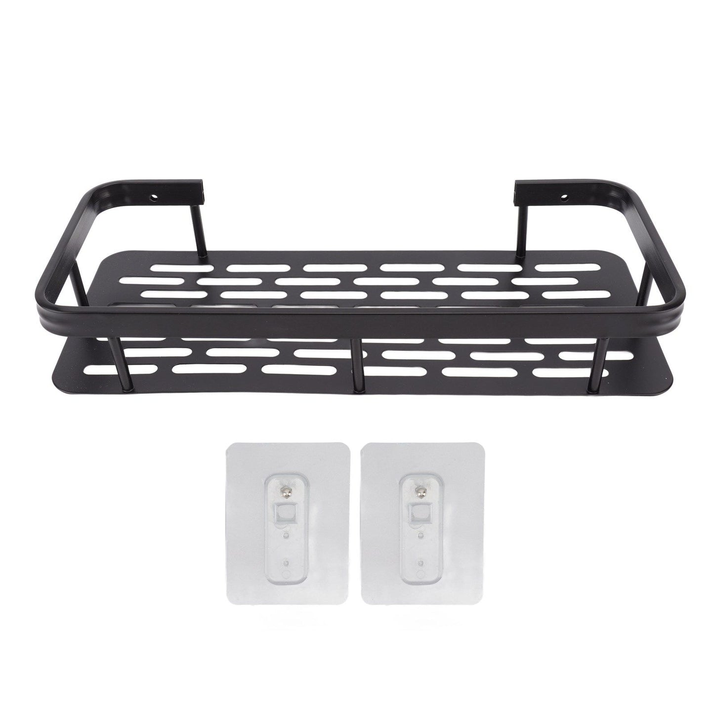 Shower Caddy Single Tier Durable Aluminium Rustproof Sticker Installation Shower Shelf for Bathroom Bedroom Kitchen Black