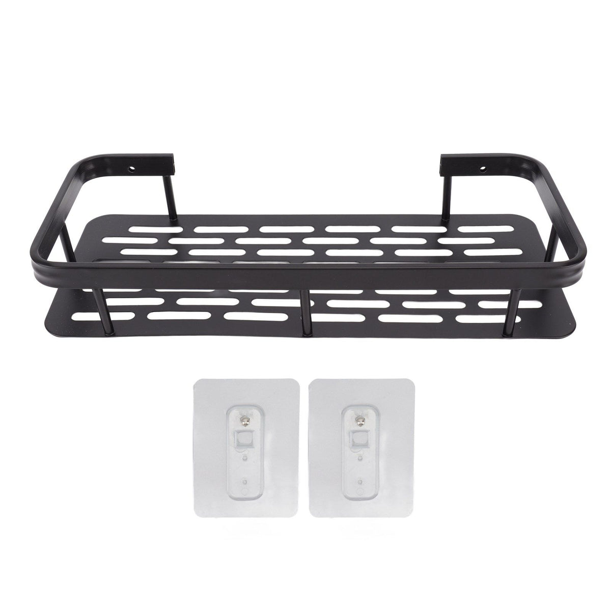 Shower Caddy Single Tier Durable Aluminium Rustproof Sticker Installation Shower Shelf for Bathroom Bedroom Kitchen Black