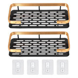Shower Caddy Double Layer Rectangle Shape Space Saving Aluminum Punching Free Installation Bathroom Supplies for Home Black Gold