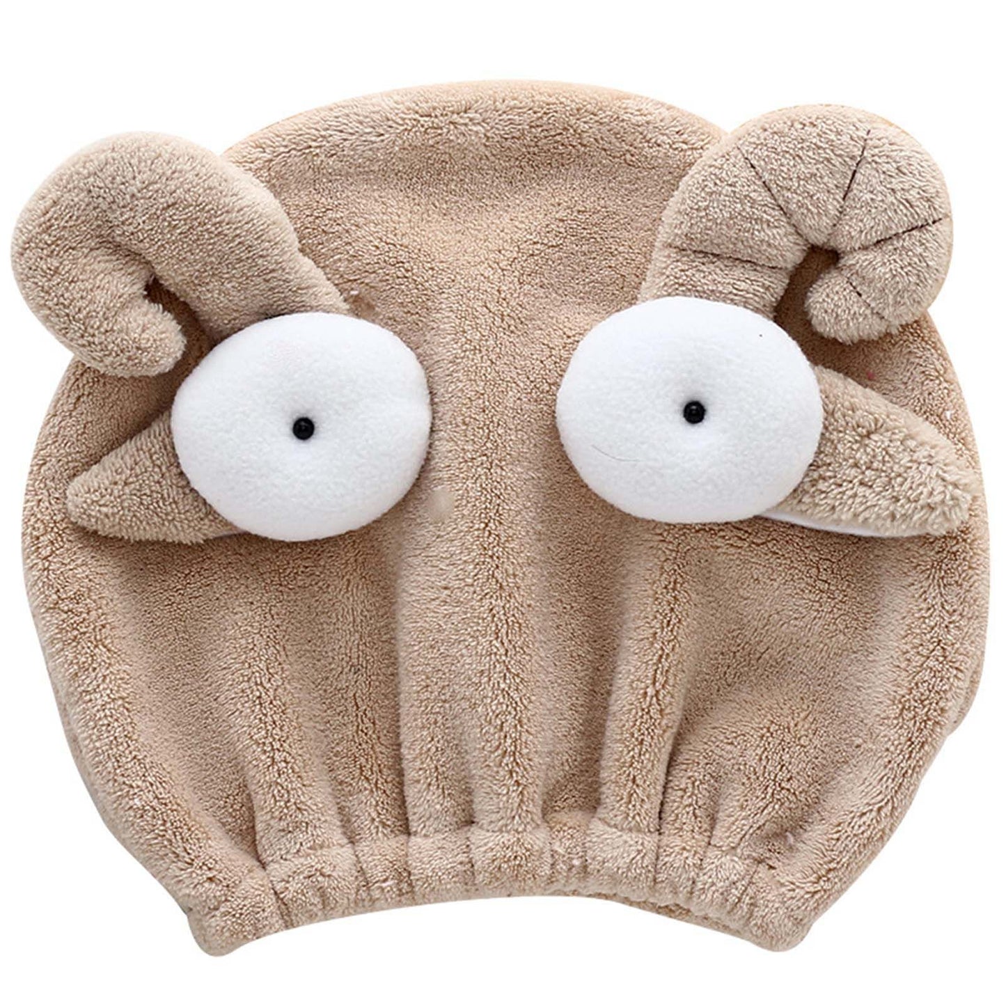Quick Dry Hair Hat Elastic Strong Water Absorption Fine Fiber Skin Friendly Cartoon Hair Drying Towel Camel