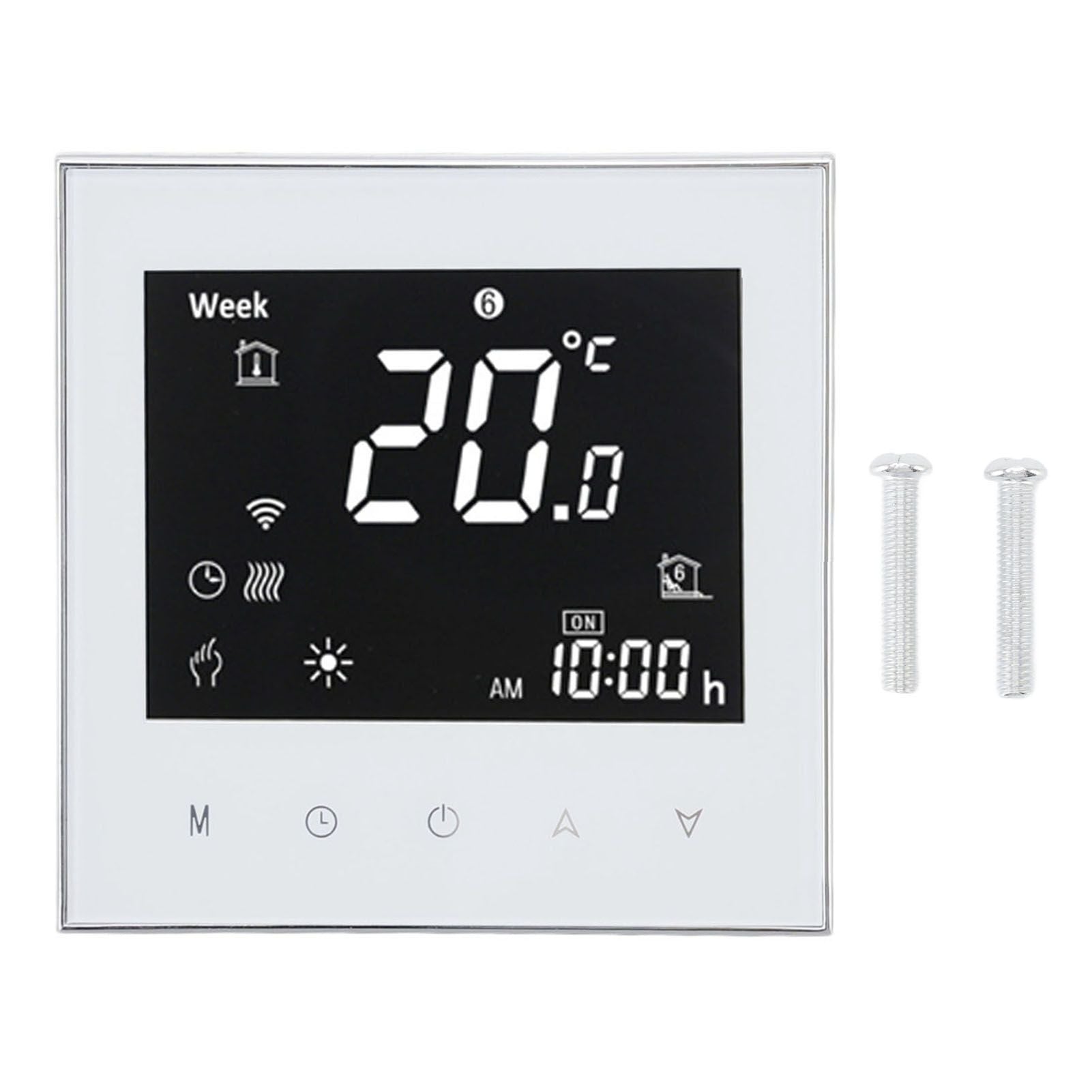 Smart Boiler Heating Thermostat WIFI APP Voice Control LCD Touch Screen Programmable White 95‑240V