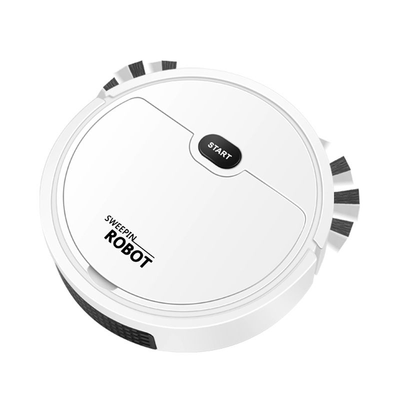 Robot Vacuum Cleaner USB Smart 3 In 1 Suction Sweeping Mopping Function Automatic Vacuum Cleaner for Small Apartments White