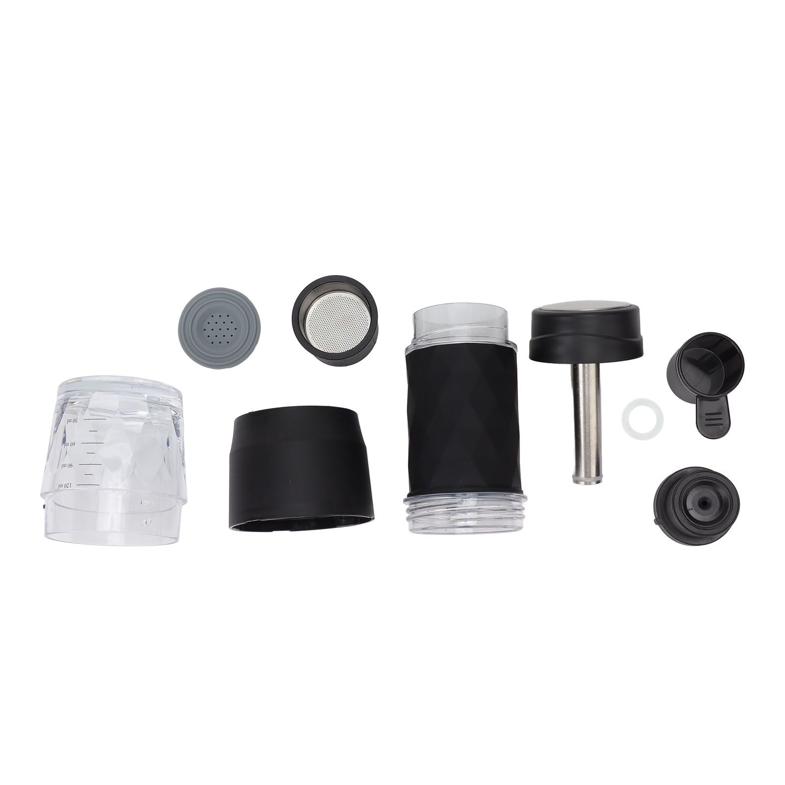 Maual Hand Coffee Maker Portable Travel Coffee Machine Compatible Ground Coffee and Coffee Capsule for Outdoor Black