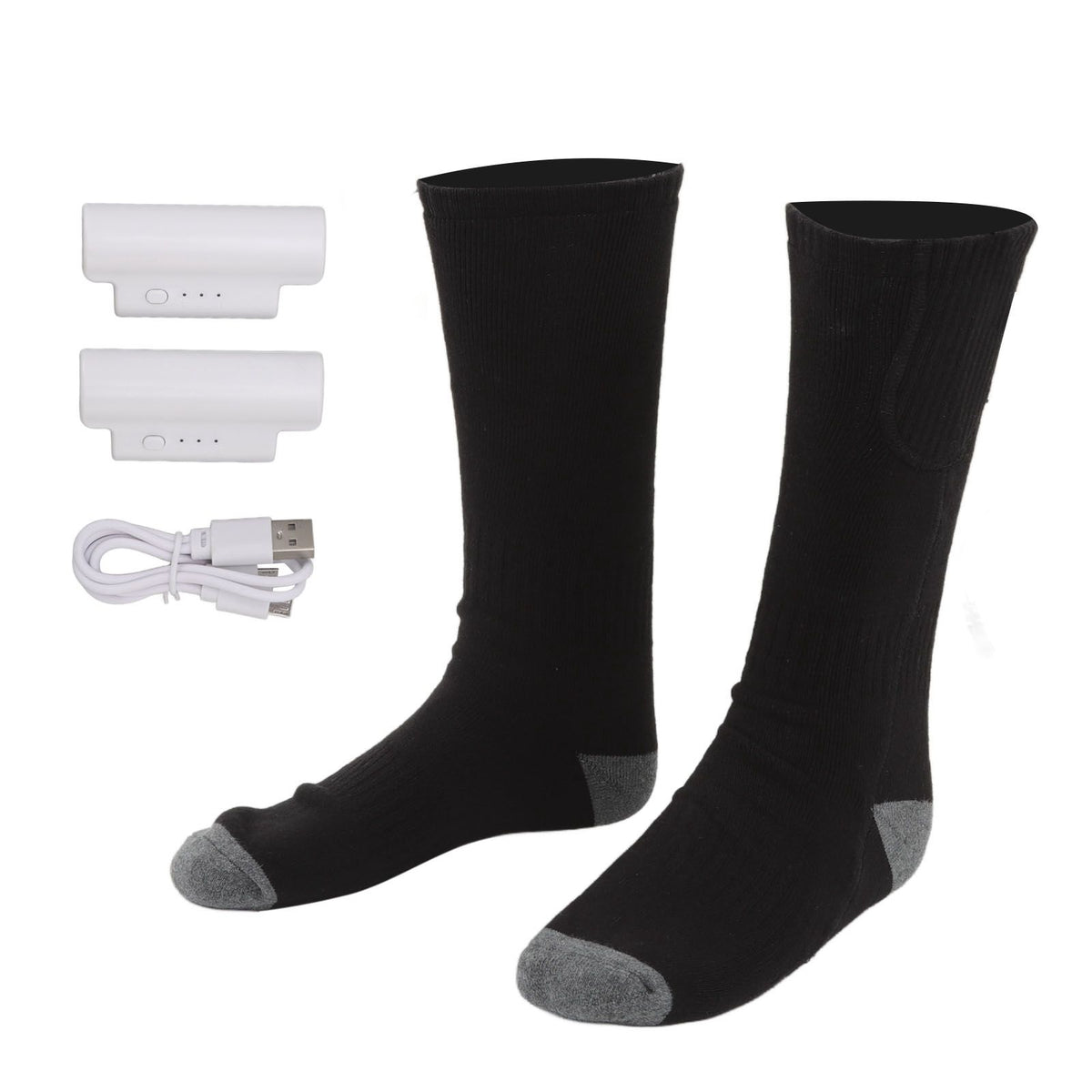 Smart Heating Socks Foot Thermal Electric Heated Stockings Winter Cold Resistant Electric Socks Black