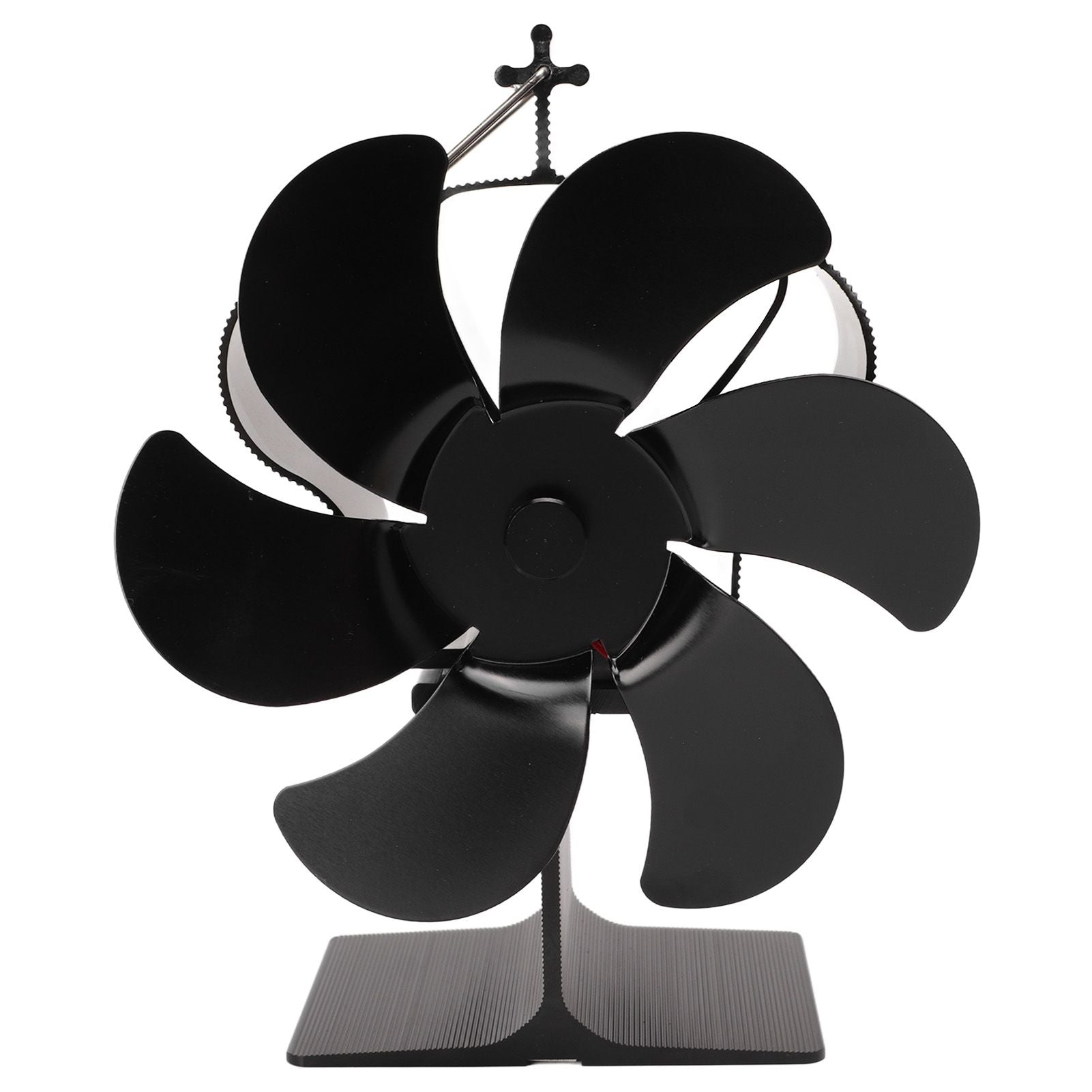 6 Blades Heat Powered Stove Fan Non Electric Self Starting Fireplace Fan High Temperature Resistant Fan Crown Black