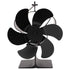 6 Blades Heat Powered Stove Fan Non Electric Self Starting Fireplace Fan High Temperature Resistant Fan Crown Black