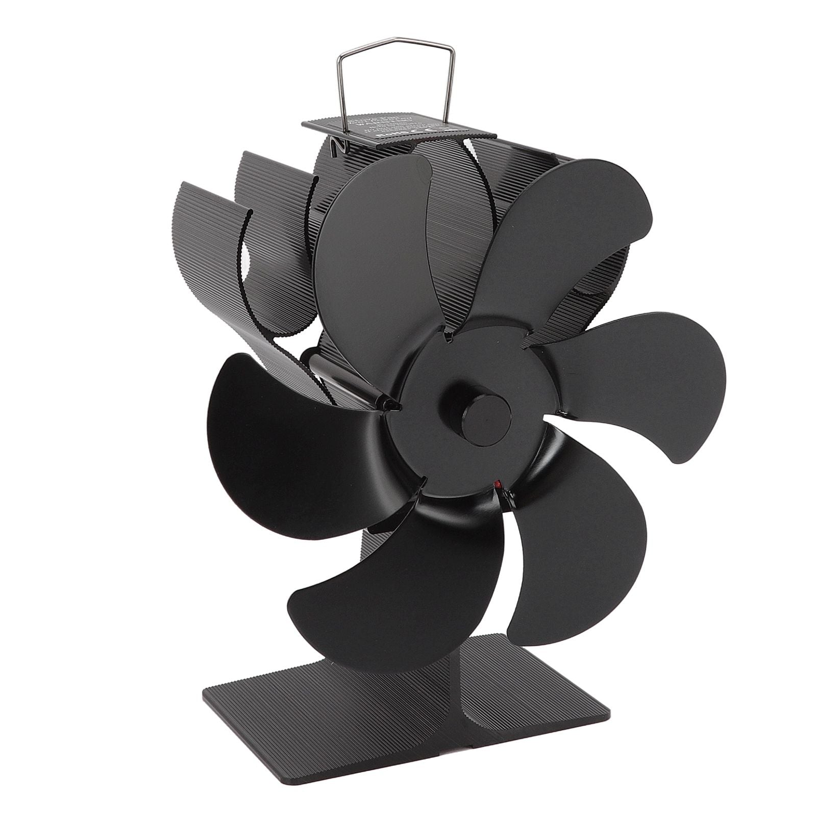 6 Blade Stove Fan Black Self Starting High Temperature Resistant Heat Powered Stove Fan for Home 152mm