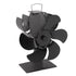 6 Blade Stove Fan Black Self Starting High Temperature Resistant Heat Powered Stove Fan for Home 152mm
