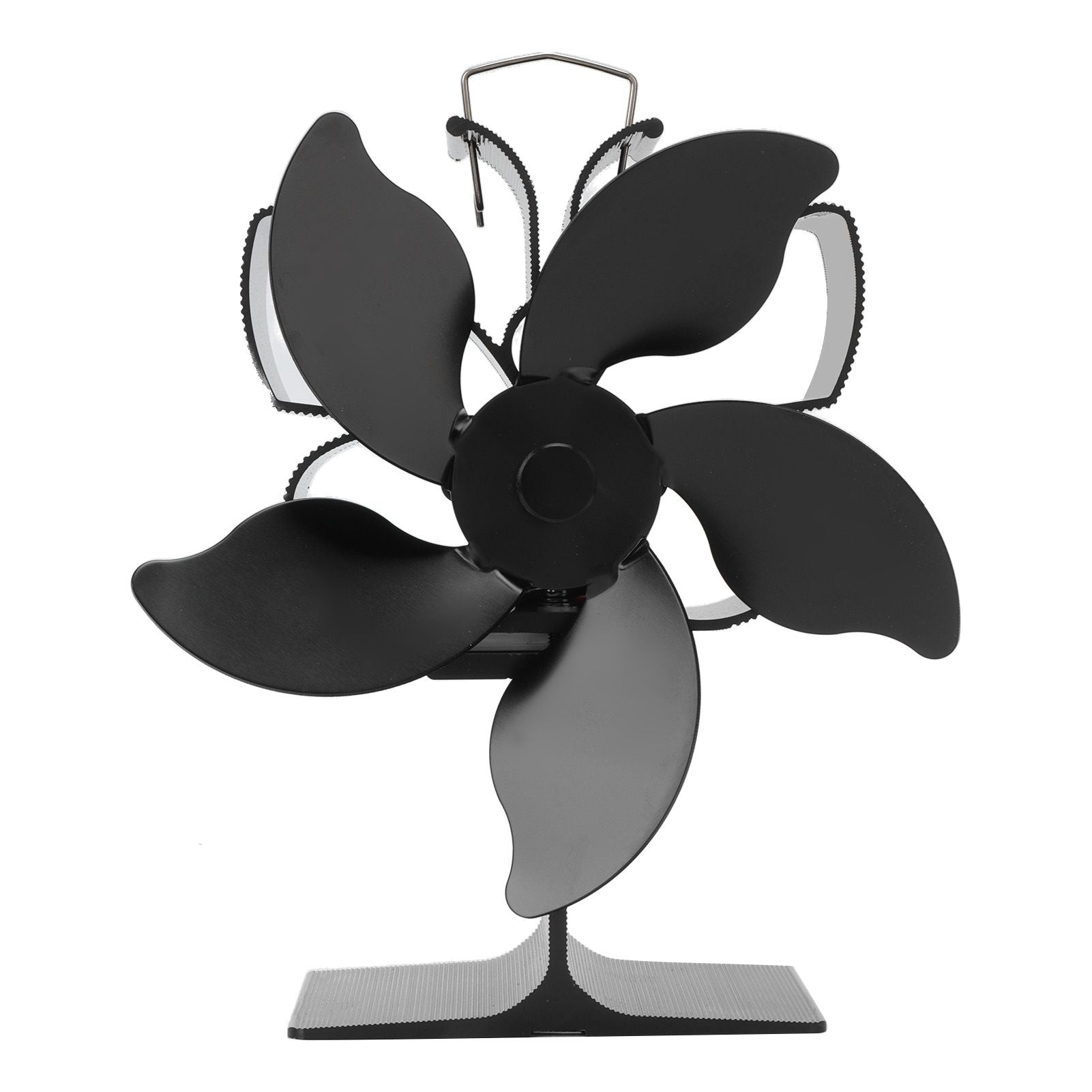 Heat Powered Fireplace Fan Black Stove Fan 5 Blades Thermal Power High Temperature Proof Eco Friendly Energy Saving