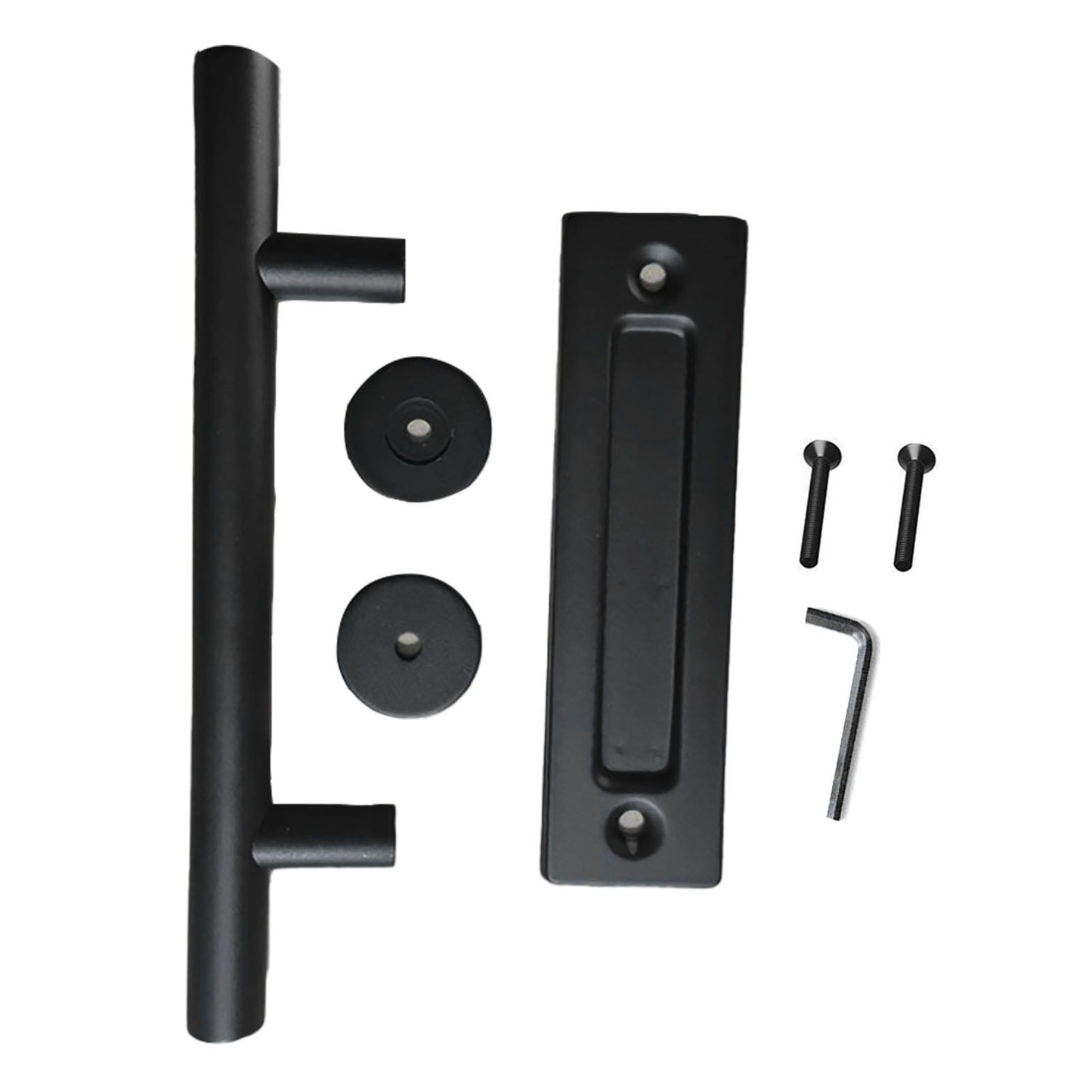 Sliding Barn Door Handle Carbon Steel 4.8mm Thick Double Sided Barn Door Push Pull Handle Black Round Handle