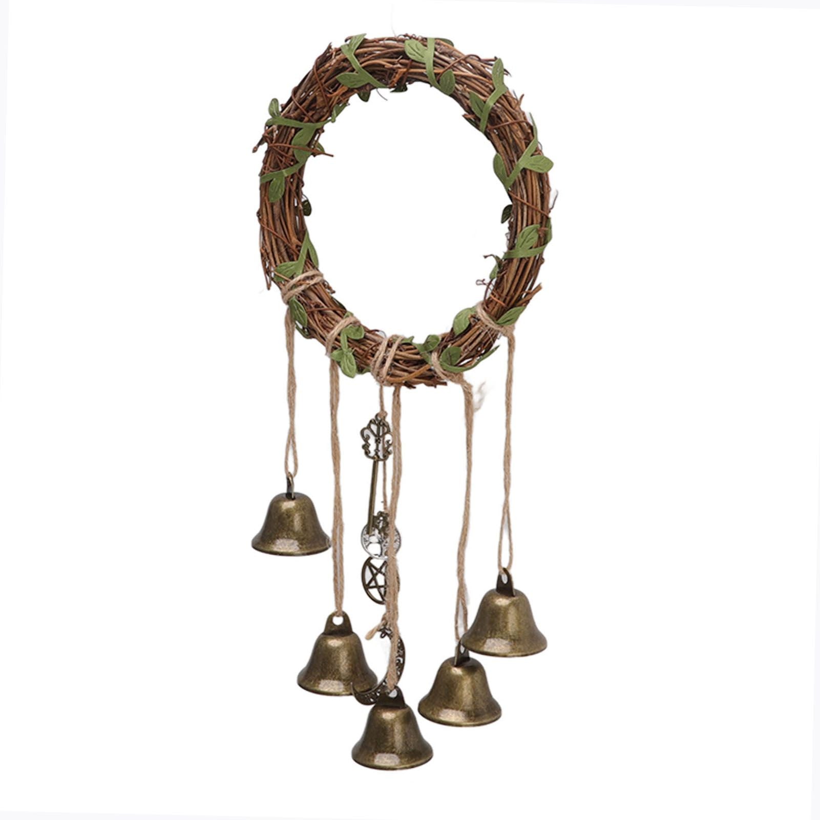 Hanging Witch Bell Handmade Decorative Witch Wind Chime with Meaningful Patterns for Door Handle Type A(15cm/5.9in Diameter)