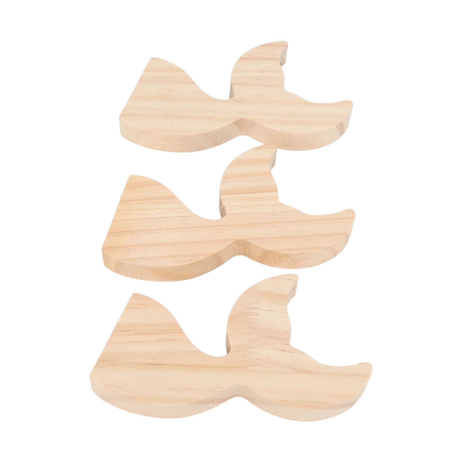 3 Pcs Fish Wood DIY Crafts Whale Tail Ornaments Whale Crafts for Childrens Playthings Toys