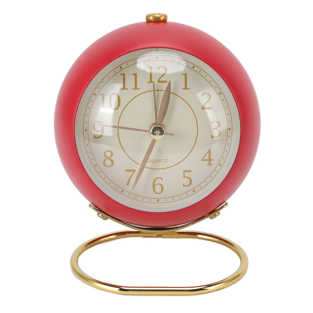 Retro Alarm Clock Silent Decorative Round Ring Base Small Quartz Alarm Clock with Ambient Night Light for Bedroom