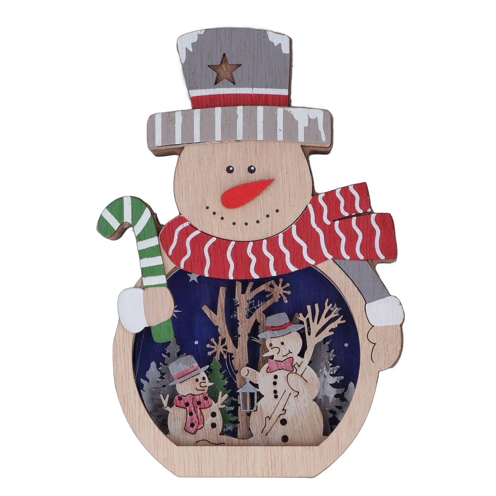 Luminous Christmas Ornament LED Light Emitting Wooden Christmas Decorations Ornaments Gifts for Hotel Window Display Snowman
